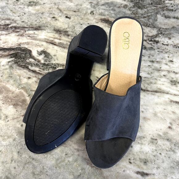 Cato Women's Gray Suede Platform Block Open Toe Heels Size 8 - Picture 5 of 6